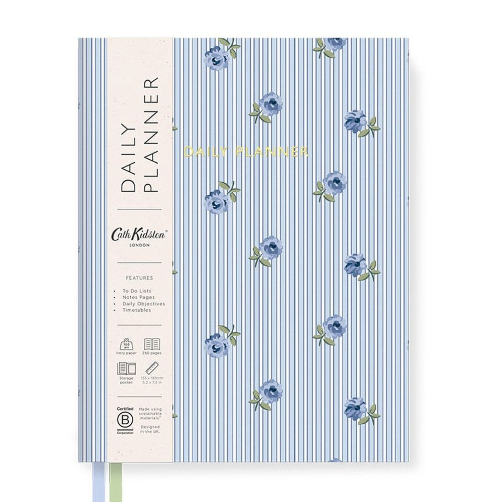B6 Fabric Daily Planner Blue Stripe Floral