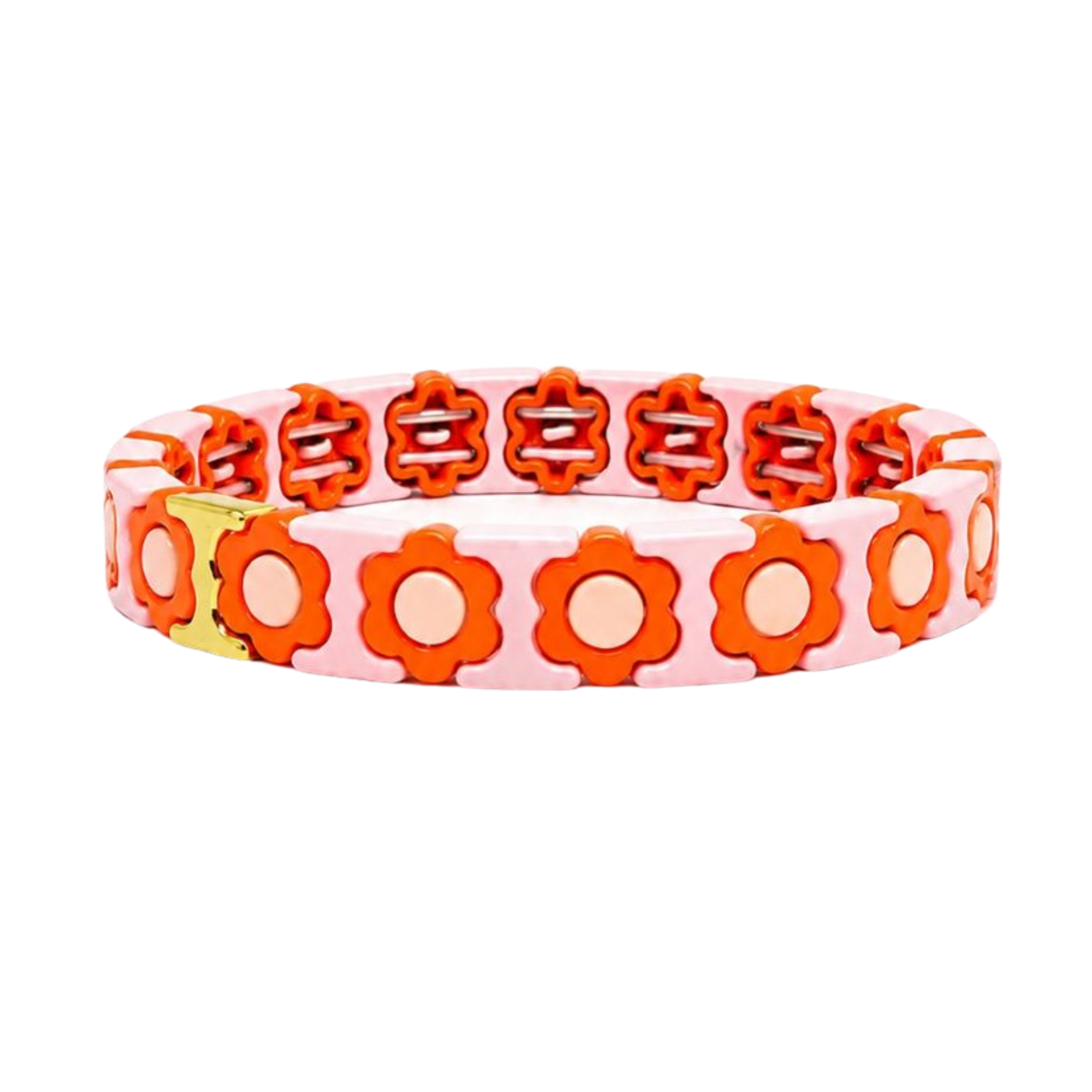 Pink and Orange Daisy Tile Bracelet