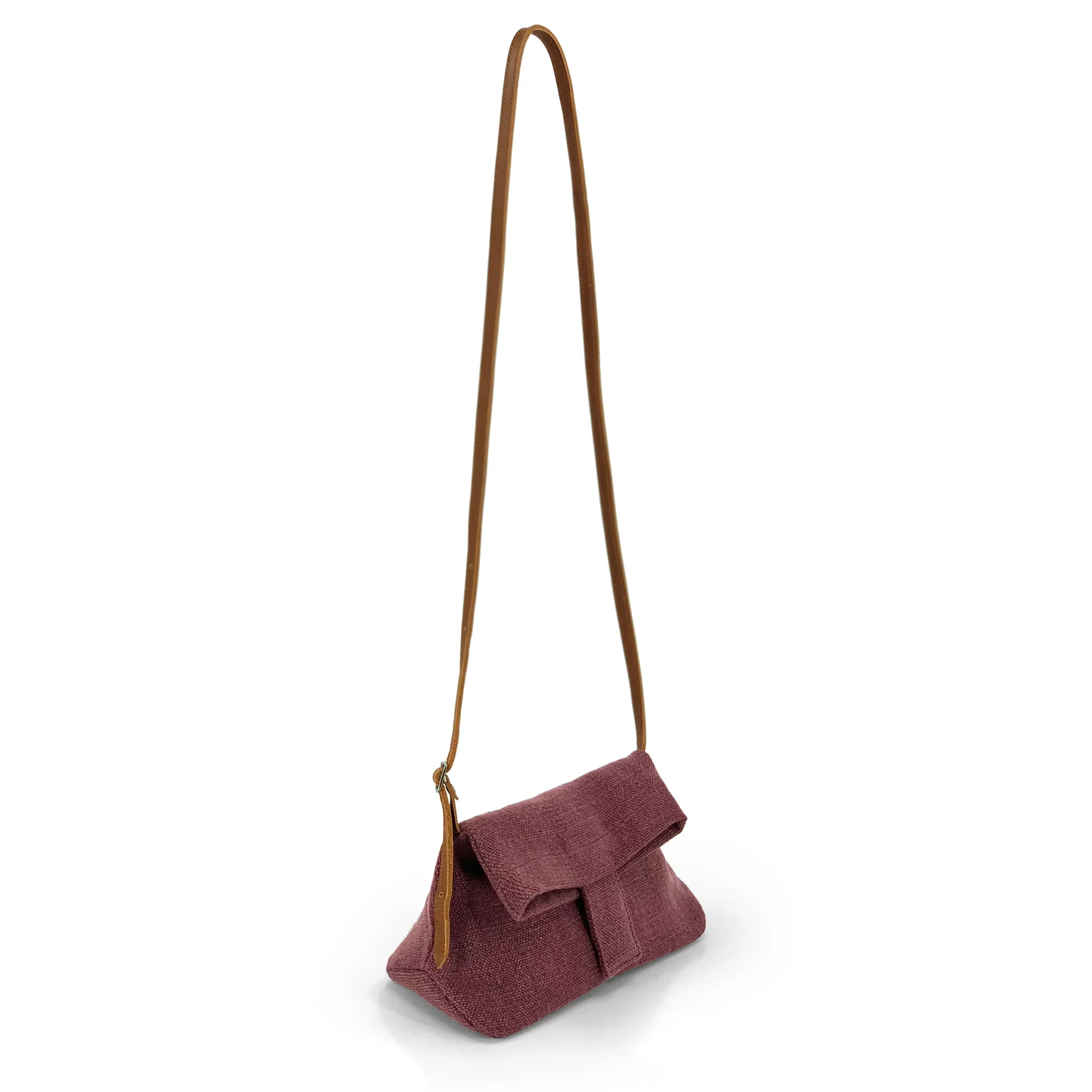 Natural Cross Body Bag Plum