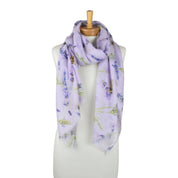 Purple Lavender Bees Garden Scarf