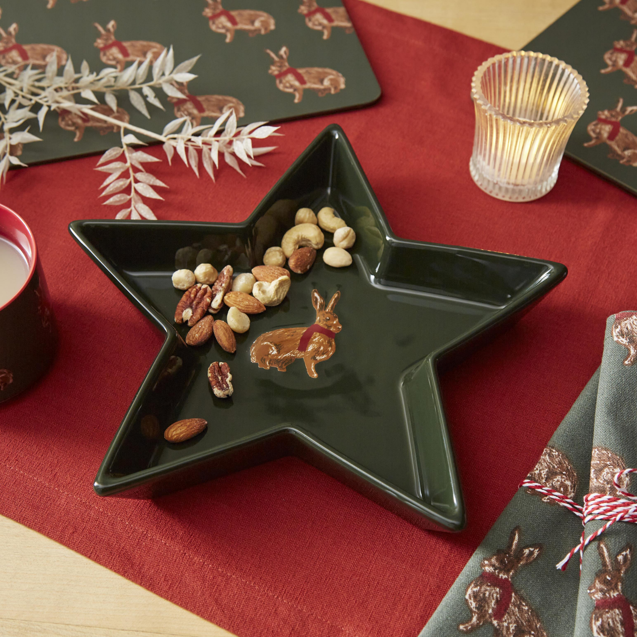 Heritage Hare Nibble & Dip Bowl Green Star