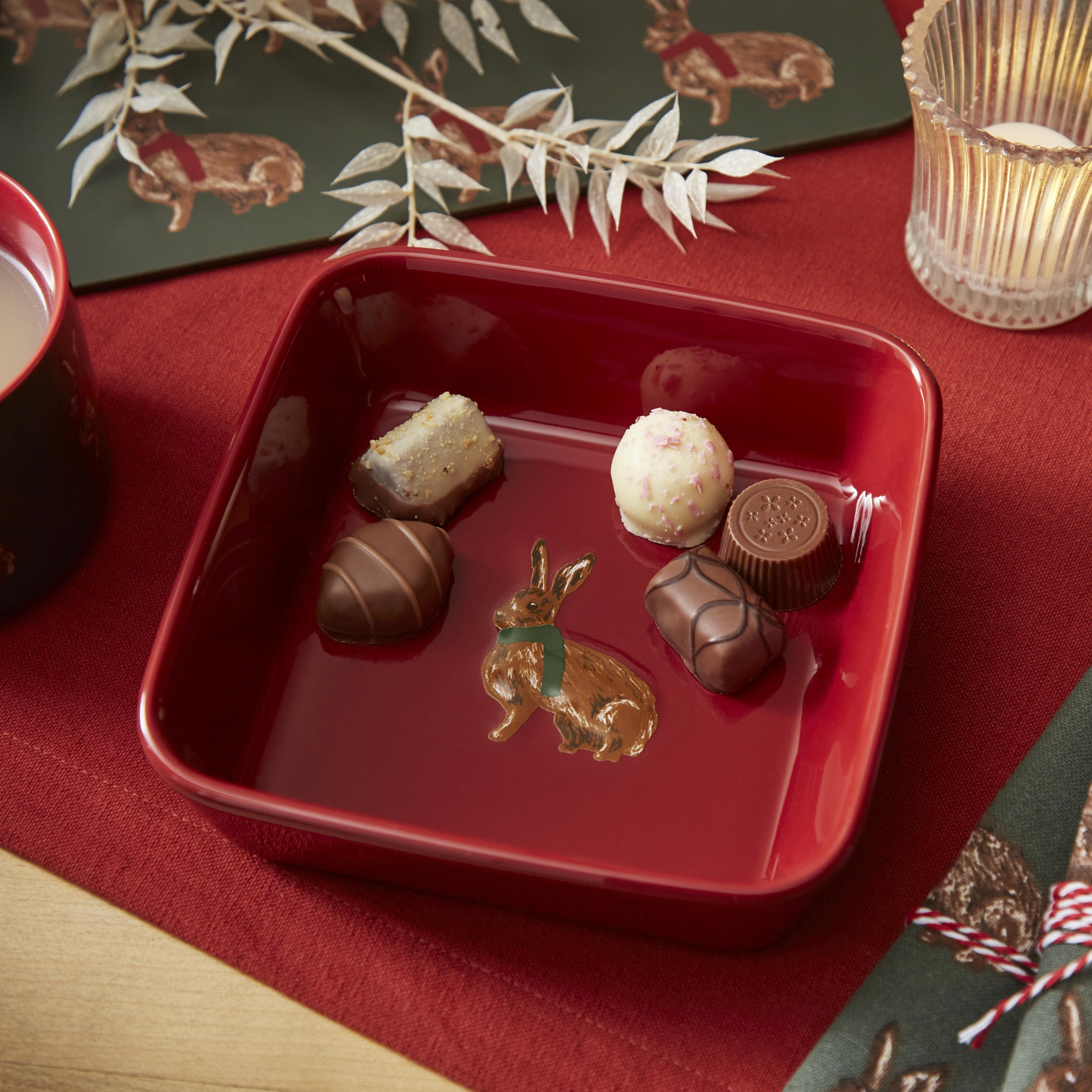 Heritage Hare Nibble & Dip Bowl Red