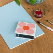 Square Pocket Mirror Pink & Green Daisy