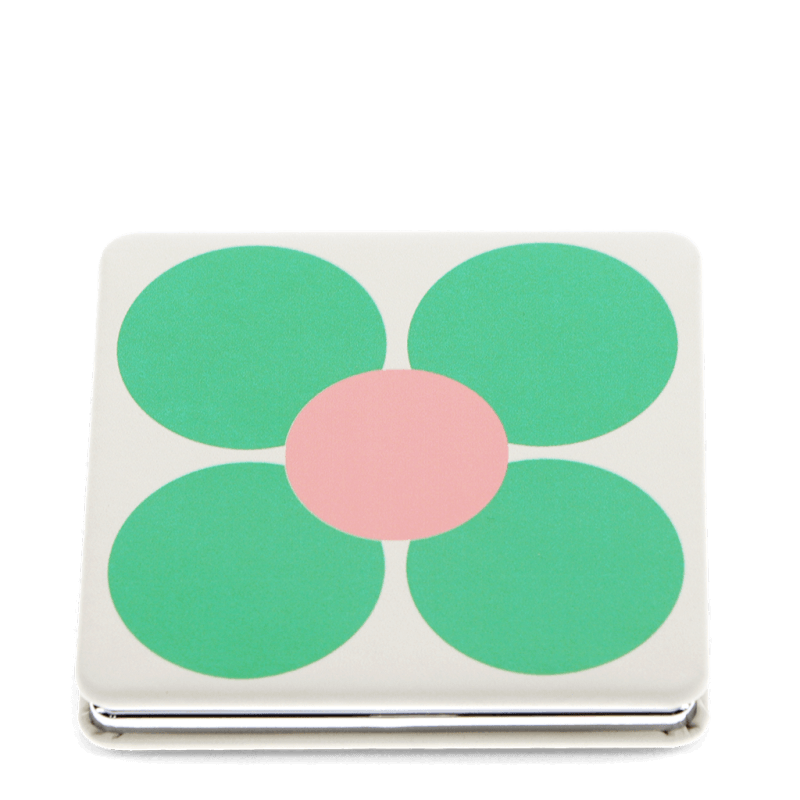 Square Pocket Mirror Pink & Green Daisy