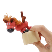 Wooden Dancing Push Puppet Farm Animal Horse