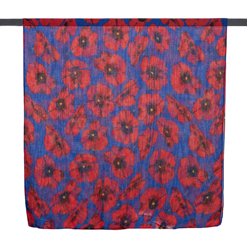 Blue Large Poppy Scarf