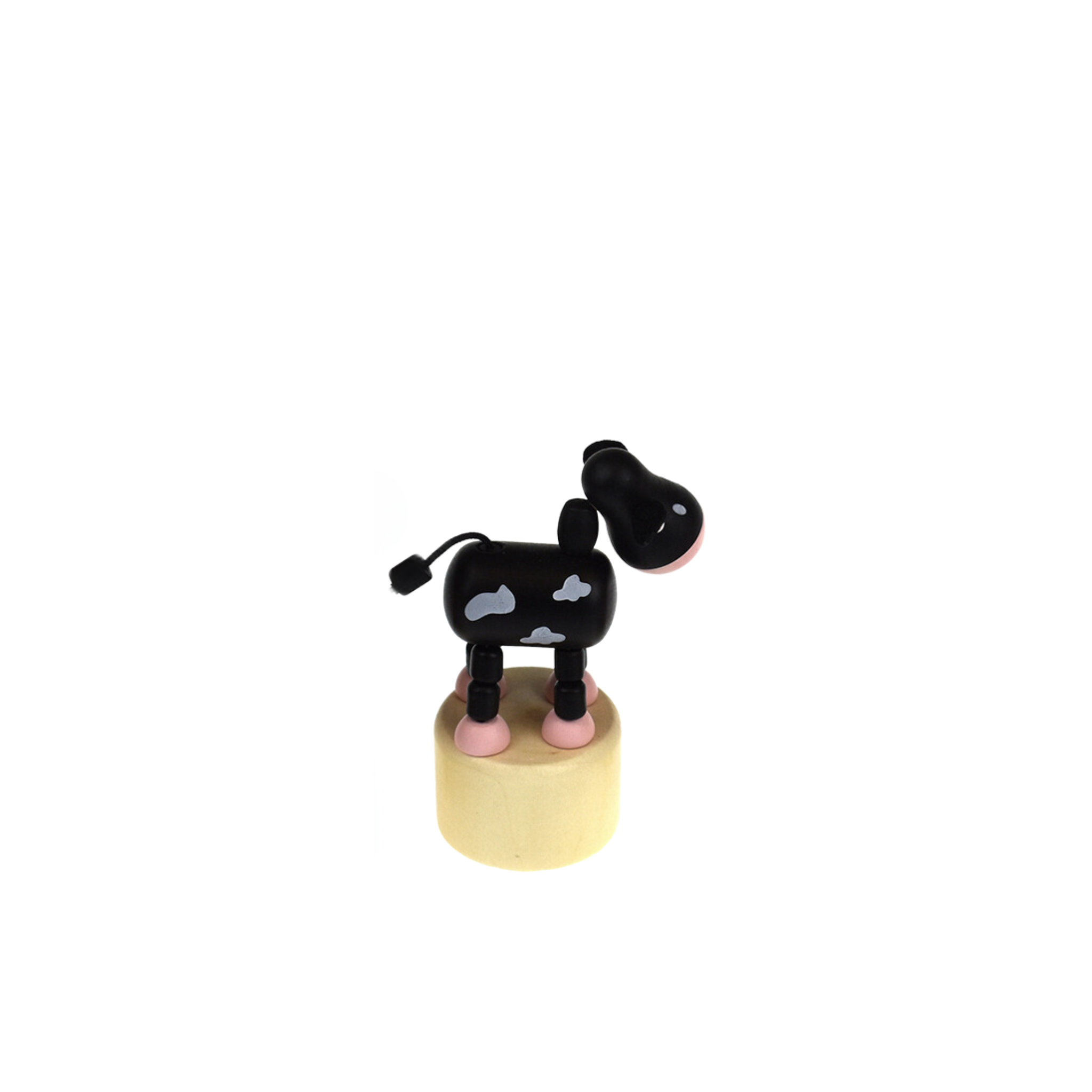 Wooden Dancing Push Puppet Farm Animal Cow