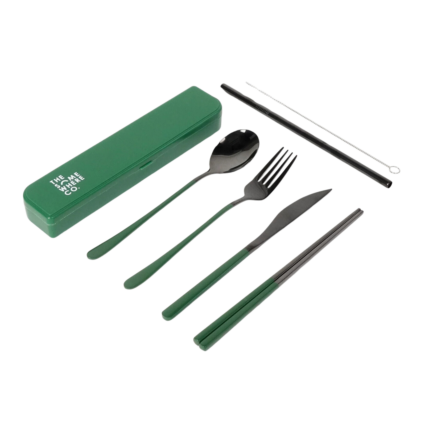 Take Me Away Cutlery Kit Black with Forest Green Handle