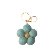 Felt Flower Keychain Charm Turquoise