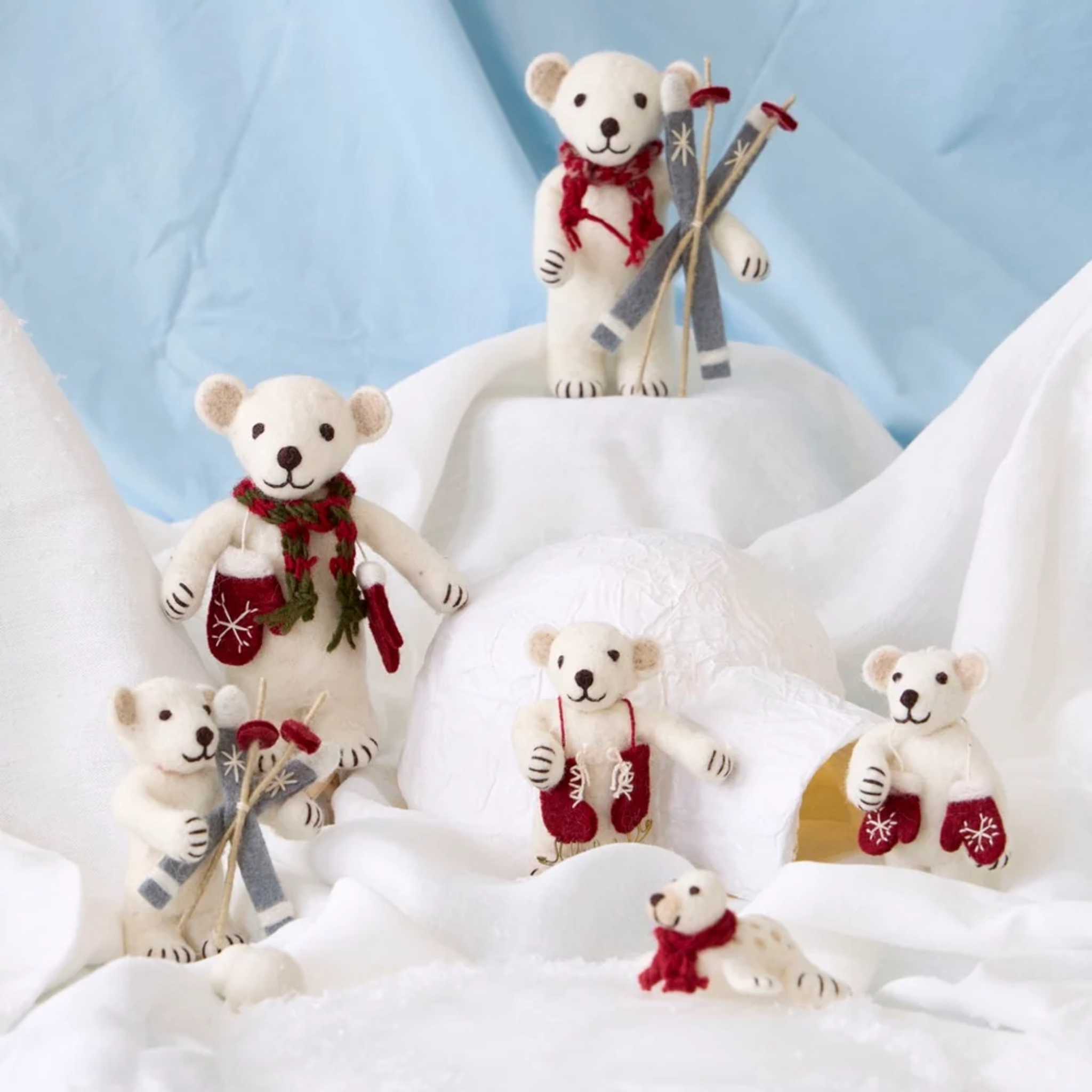 Felt Christmas Baby Seal Red Scarf Decoration