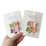Set of 4 Mini Flower Polka Dot Hair Claw Clips
