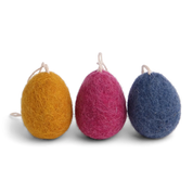 Set Of 3 Felt Egg Hanging Decorations Colourful