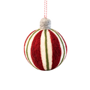 Felt Bauble Christmas Decoration Green & Red Vertical Stripe