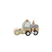 Wooden Wind Up Construction Vehicle Road Roller Green