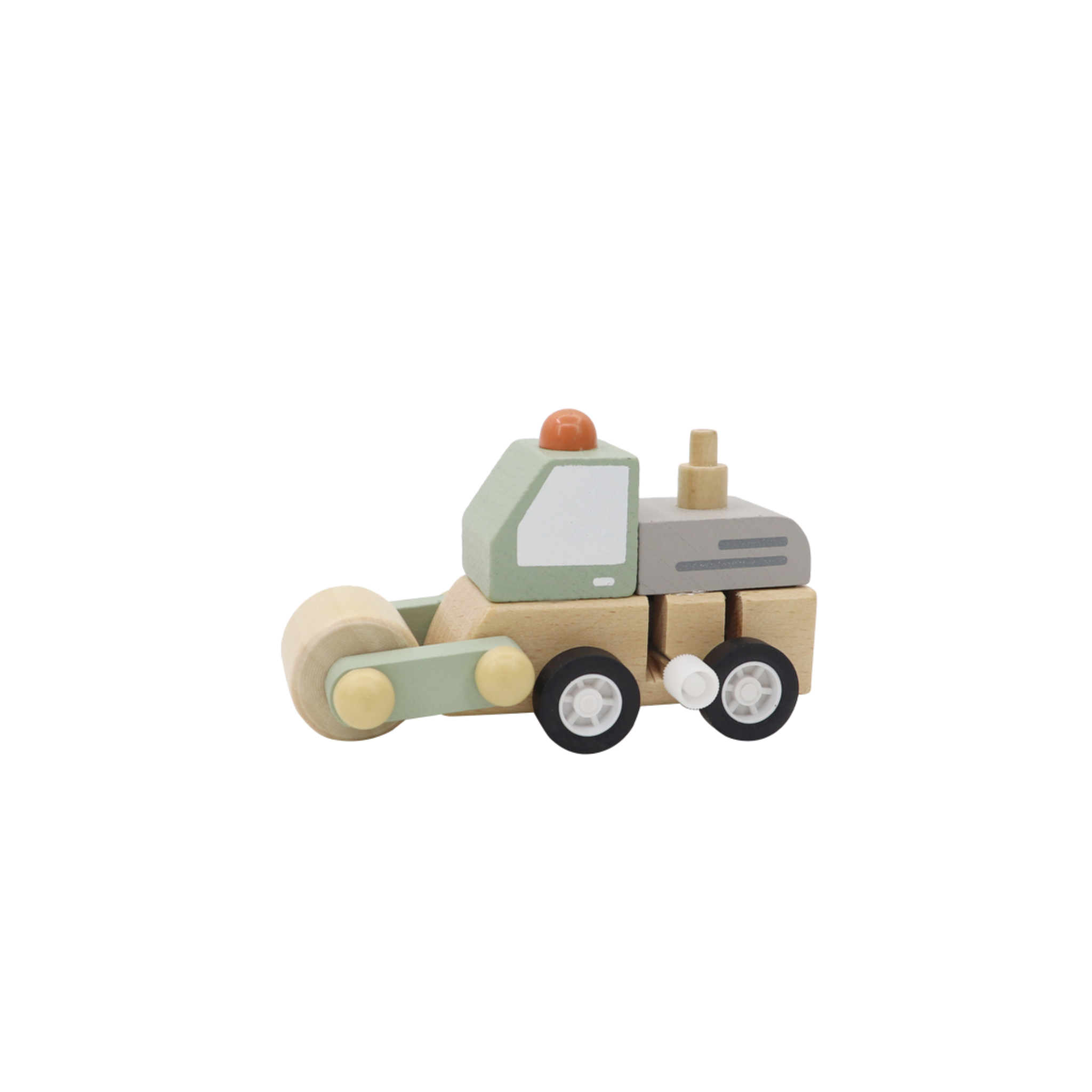 Wooden Wind Up Construction Vehicle Road Roller Green