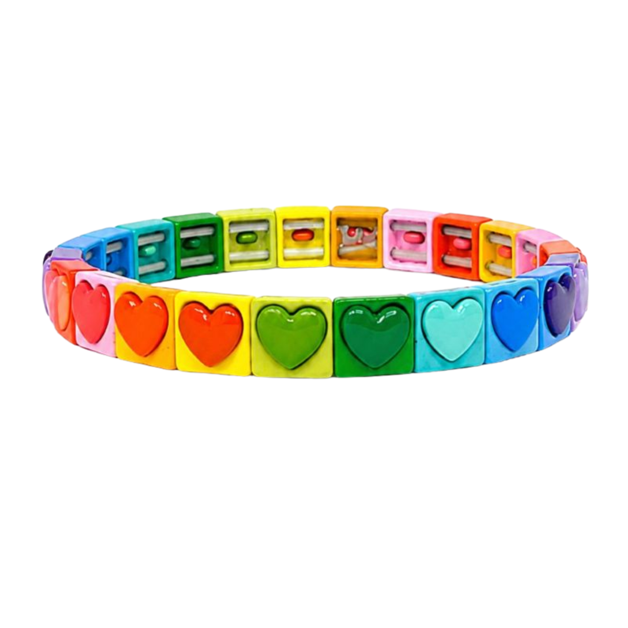 Rainbow Heart Tile Bracelet