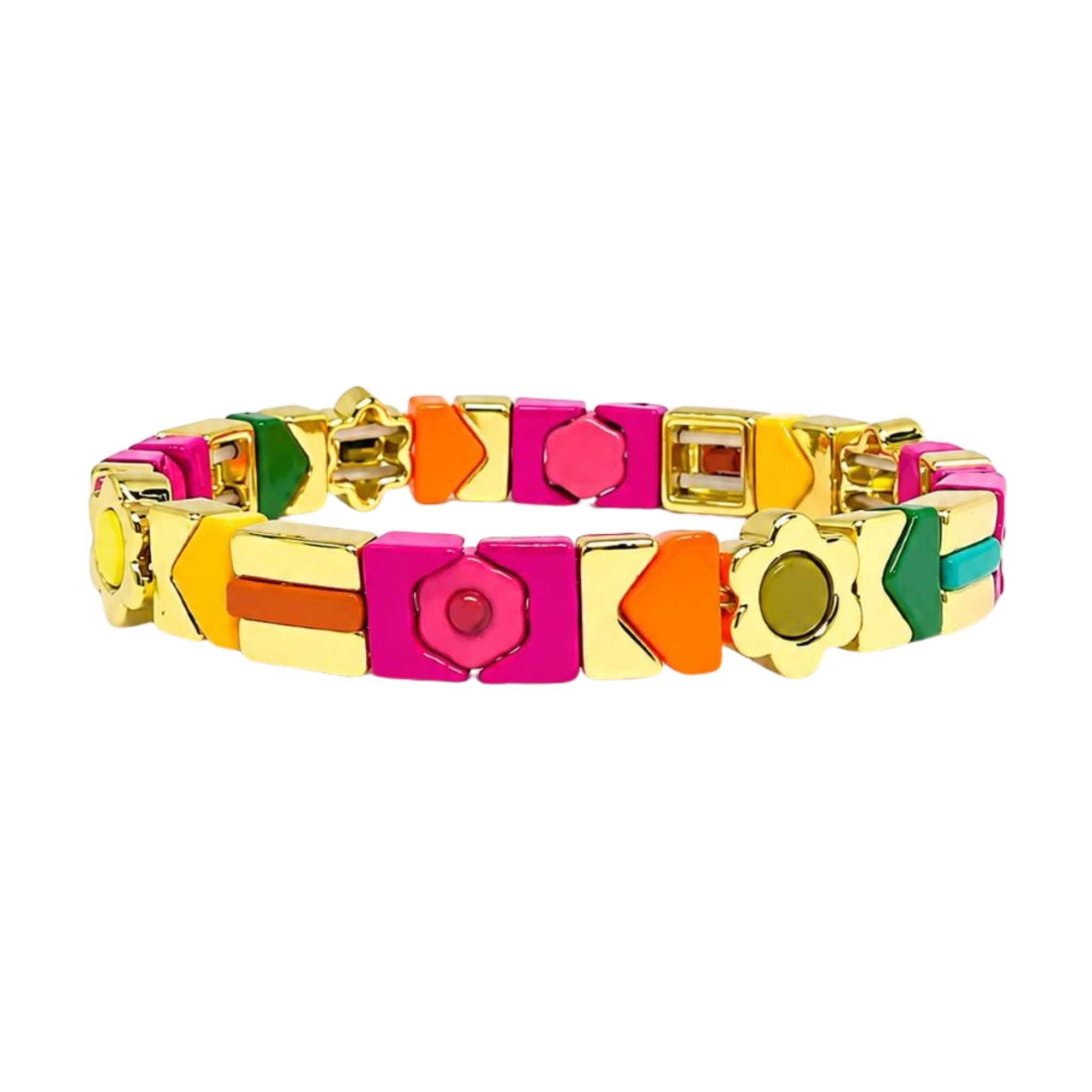 Orange Flower Candy Tile Bracelet