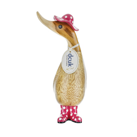 Spotty Hat & Boots Duckling Pink