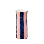 Navy & Pink Stripe Small Vase