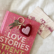 Felt Heart Keychain Charm Deep Red