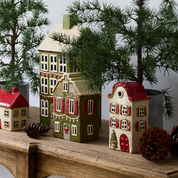Alsace Tea Light Villa Christmas Stone with Red Shutters