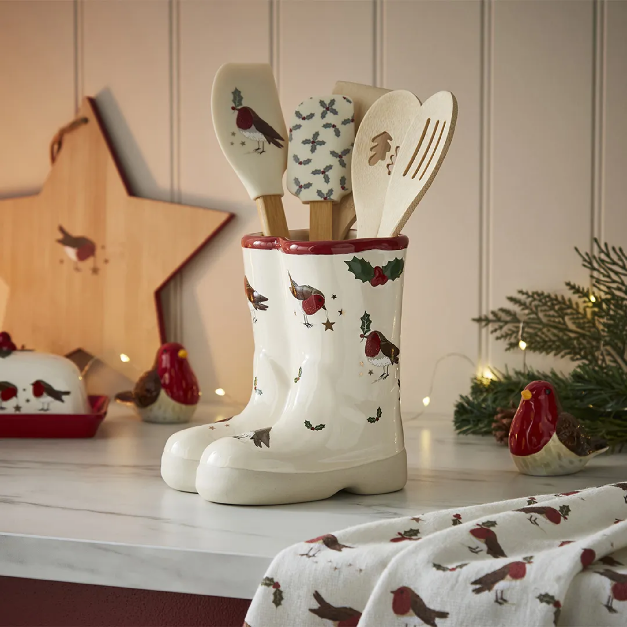 Robin's Retreat Wellies Utensil Pot / Vase