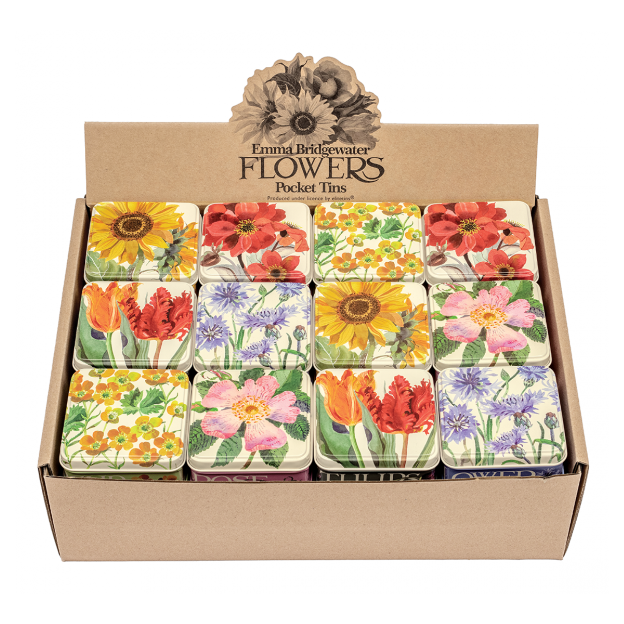 Flowers Small Square Pocket Tin Cornflower