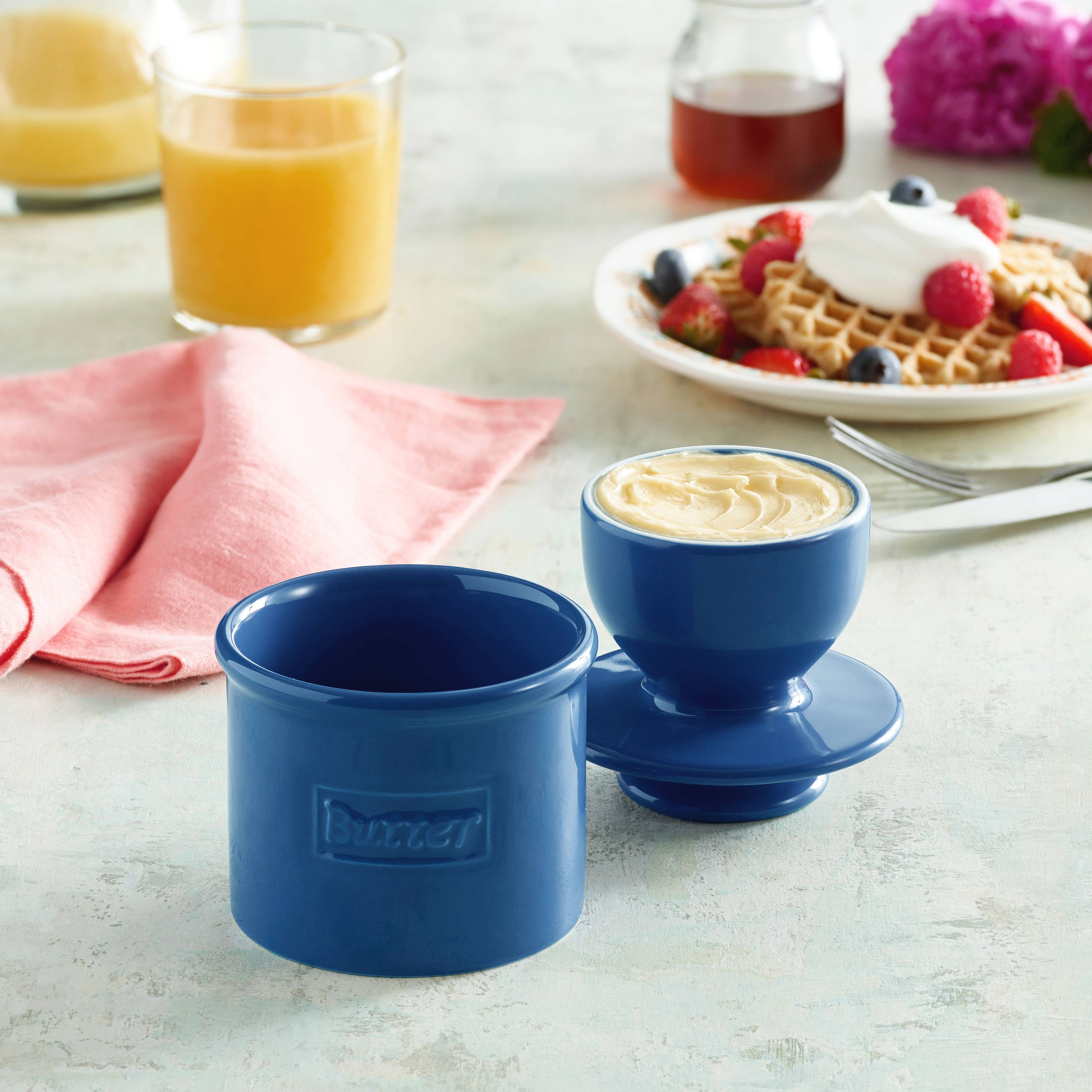 The Original Butter Bell® Crock Cafe Royal Blue