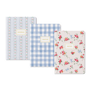 Medium Notebook Set Blue Floral & Check