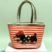 Cotton Basket Bag Kids Green & Orange