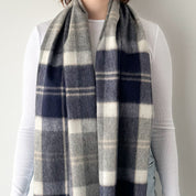 Bannockbane Silver Scottish Tartan Lambswool Wide Scarf