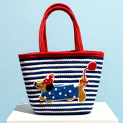 Cotton Basket Bag Kids Red & Blue