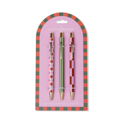 A Dopo Set Of 3 Pens Diamond, Stripe, Check