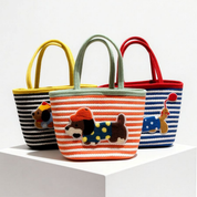 Cotton Basket Bag Kids Red & Blue