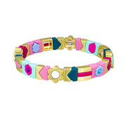 Aqua Flower Candy Tile Bracelet