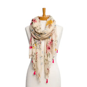 Ivory Floral Garden Scarf