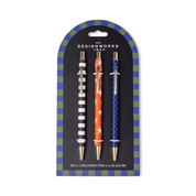 A Dopo Set Of 3 Pens Stripe, Star, Check