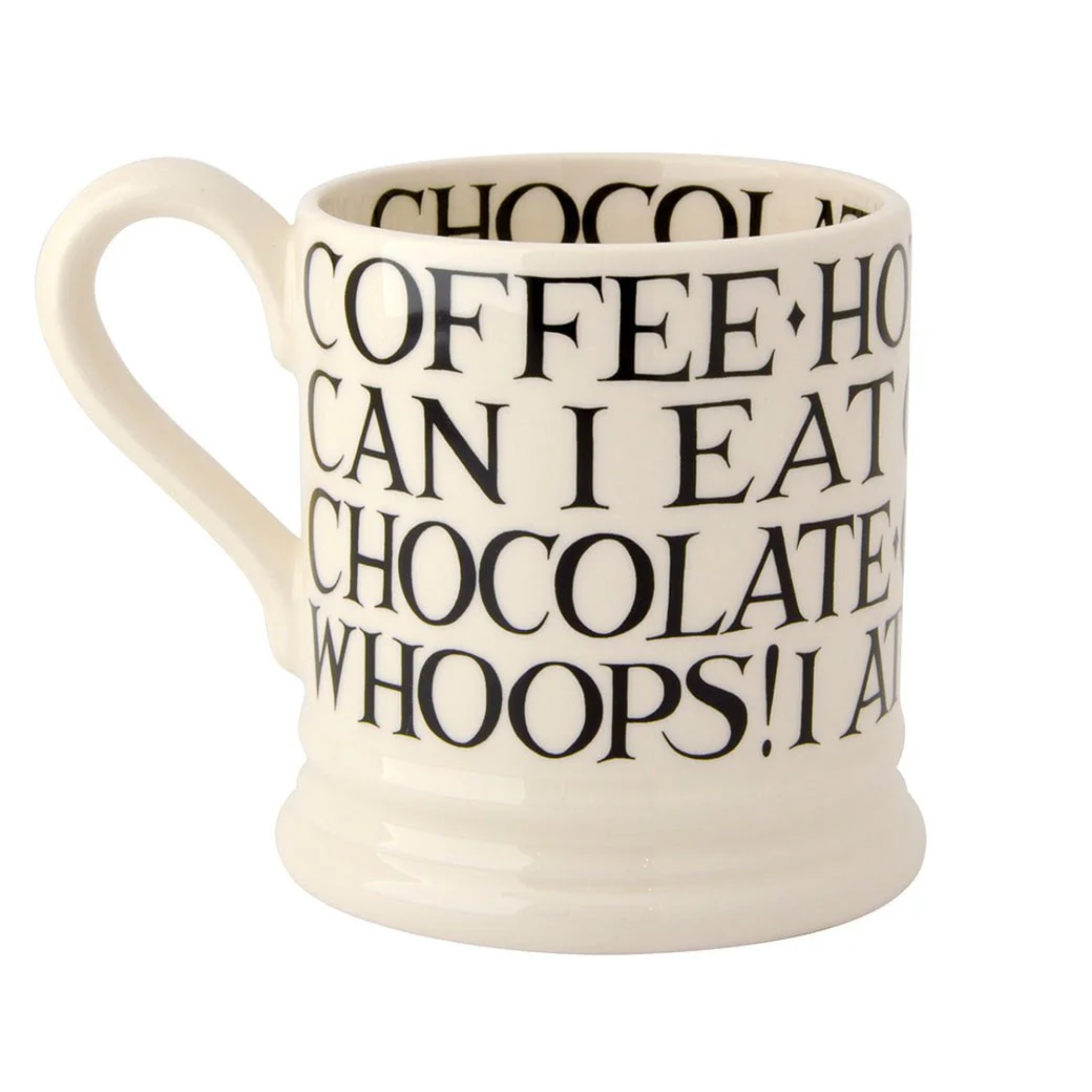 Black Toast All Over Writing 1/2 Pint Mug