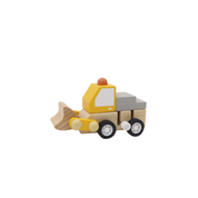 Wooden Wind Up Construction Vehicle Bulldozer Yellow