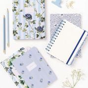 A5 Textured Soft Cover Notebook Blue Rose Dots