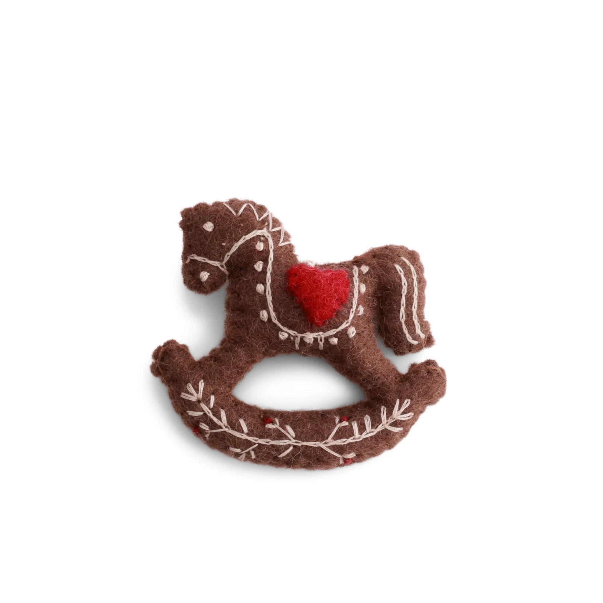 Felt Christmas Gingerbread Rocking Horse Decoration