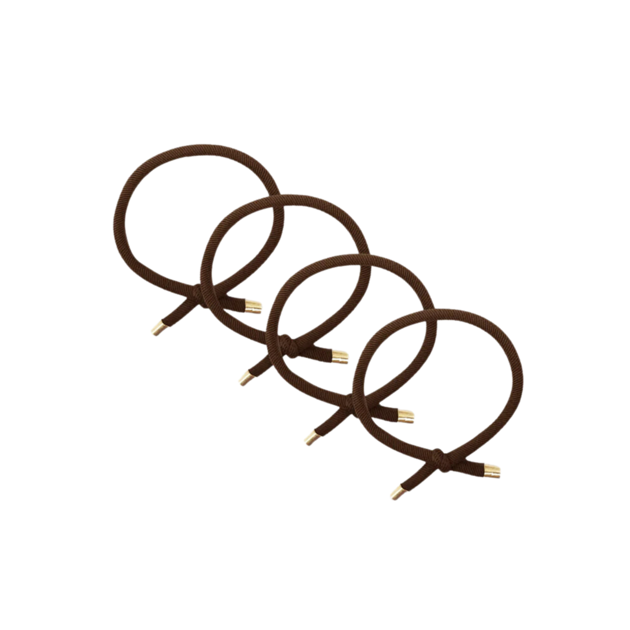 Gold Tip Hair Ties Set Brown