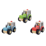 Rubber Wheeled Wooden Tractor Blue