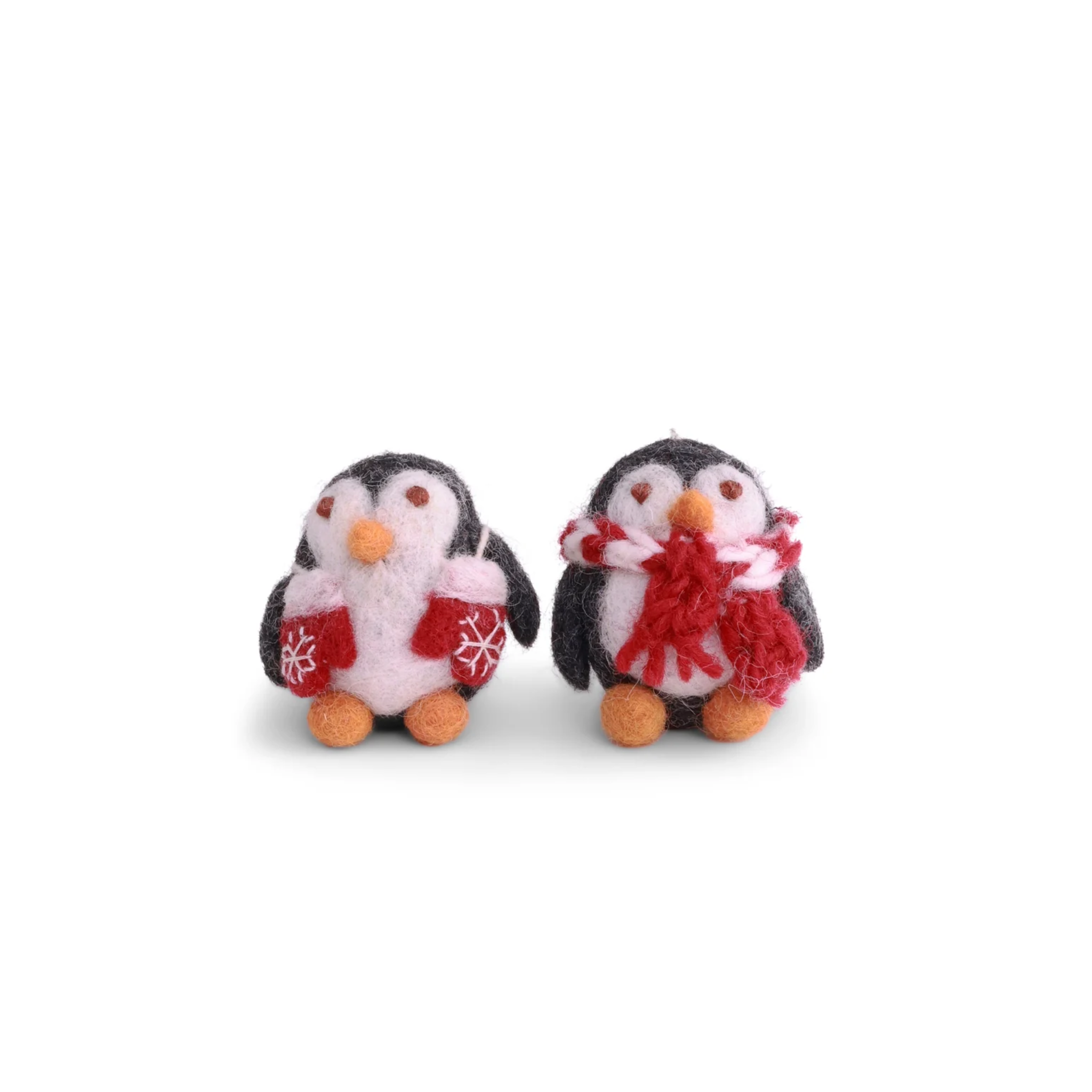 Set Of 2 Felt Christmas Baby Penguin Decorations