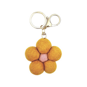 Felt Flower Keychain Charm Yellow