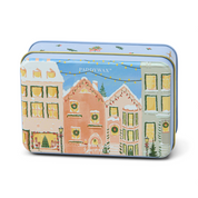 Holiday Tin Christmas Village Scene Gingerbread 5oz