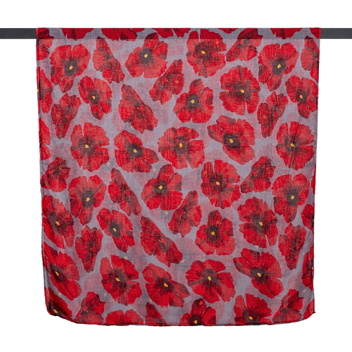 Grey Large Poppy Scarf