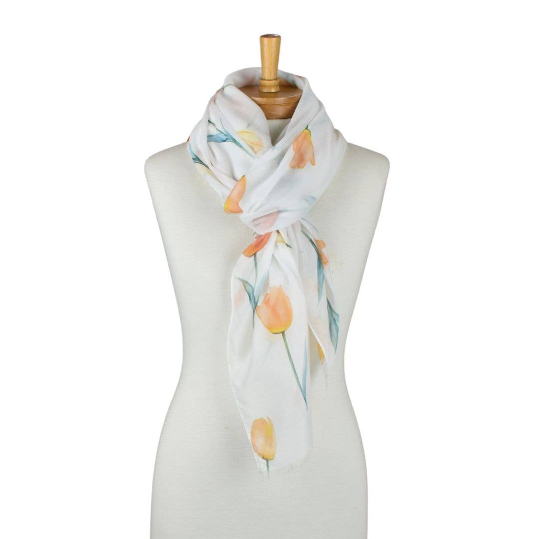 Orange Blooming Tulips Scarf