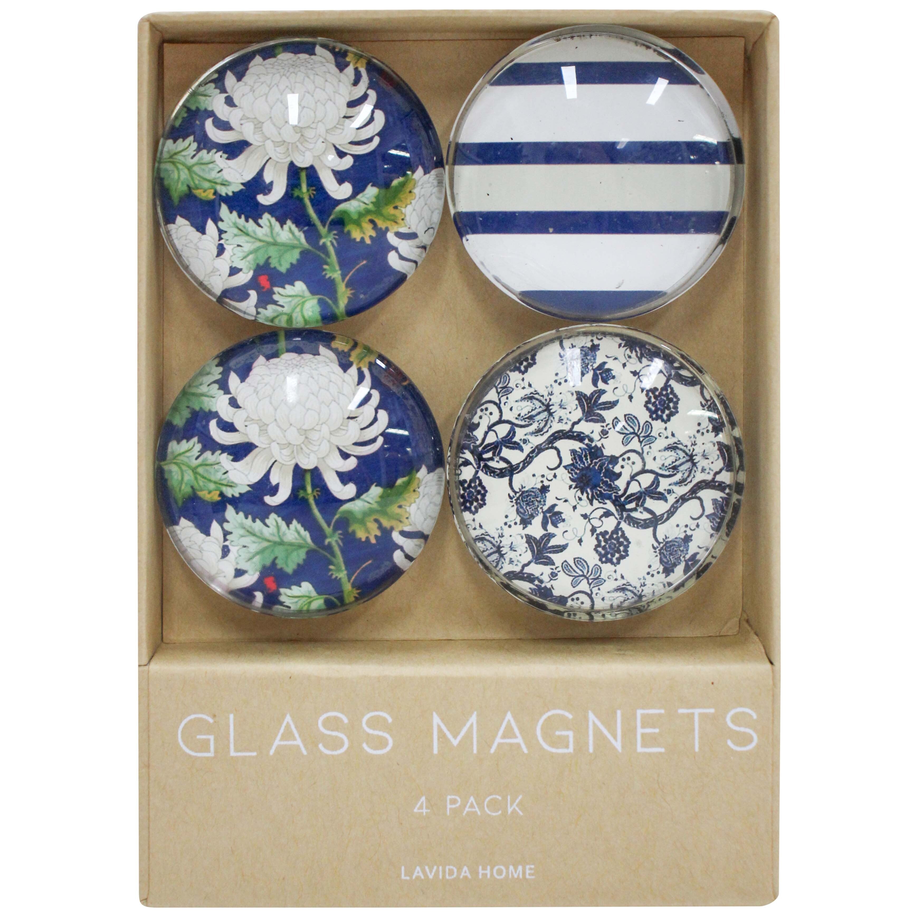 Glass Magnets Set Navy Hamptons