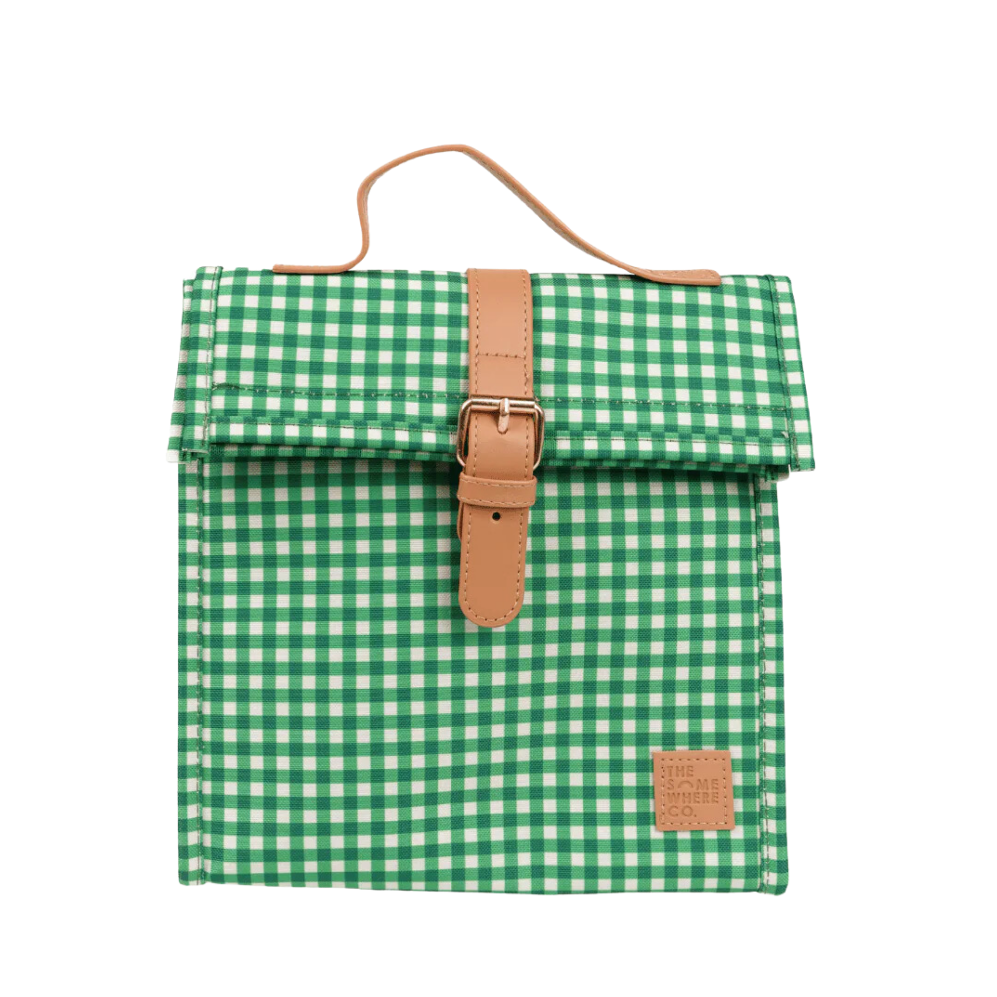 Green Gingham Lunch Satchel